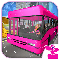 Pink Lady Snow Bus City Driver 