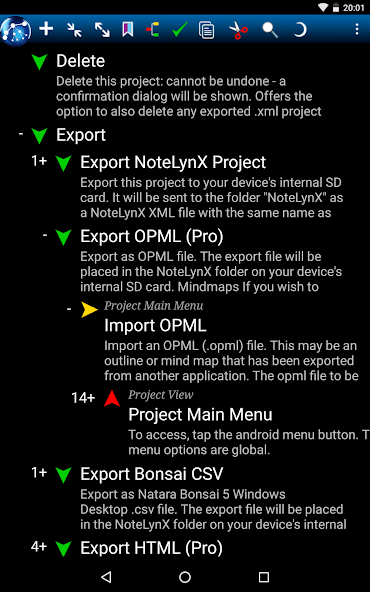 NoteLynX Pro Outliner Mindmap