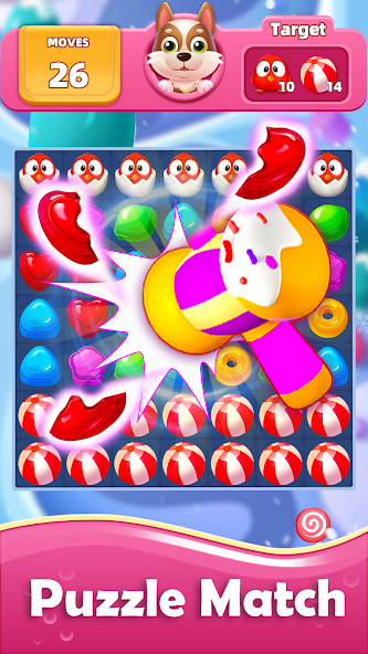 Candy Sweet Dog Puzzle Match 3 