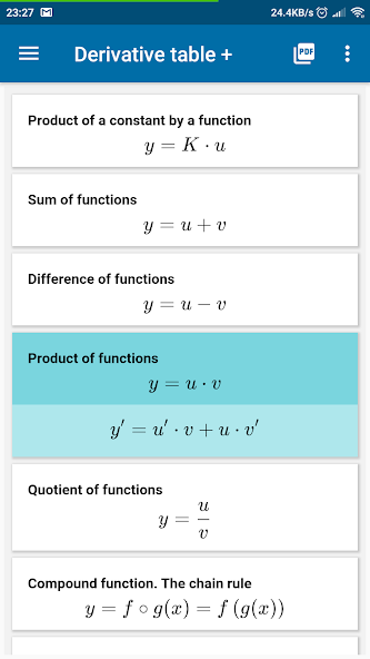 Derivative Table Plus