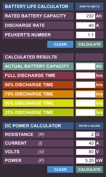 DC Battery Life Calculator