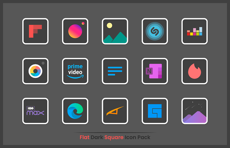 Flat Dark Square - Icon Pack