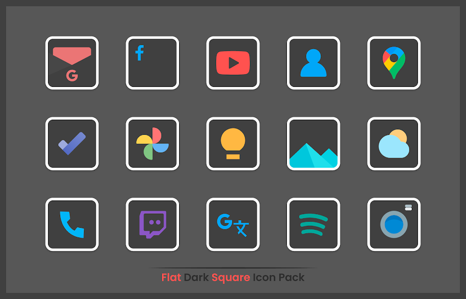 Flat Dark Square - Icon Pack