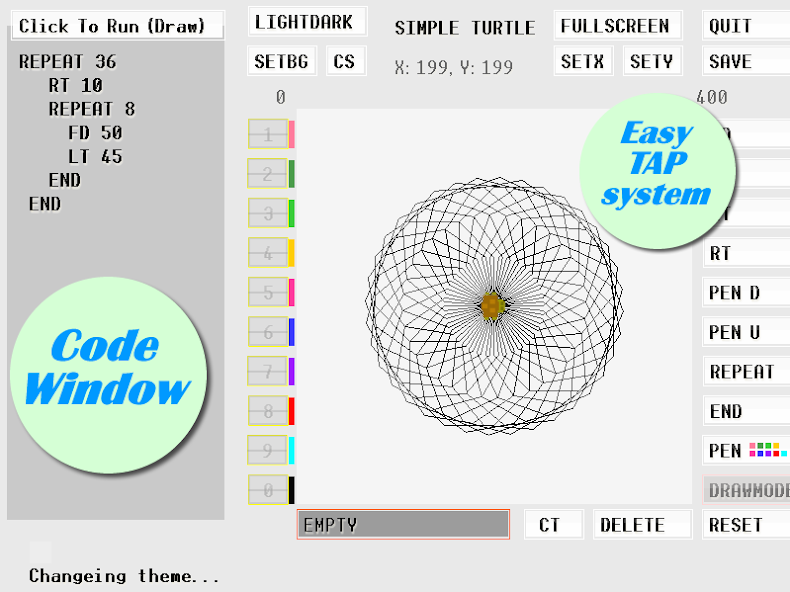 Simple Turtle Coding App - Programming with LOGO