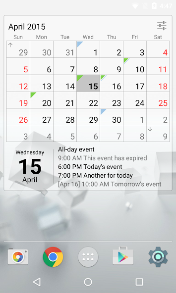 Calendar Widget (key)