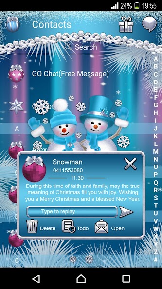 Snowman Go SMS theme