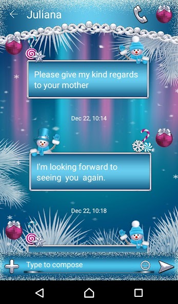 Snowman Go SMS theme