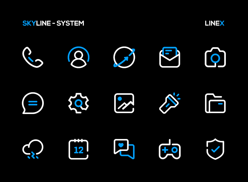 SkyLine Icon Pack : LineX Blue