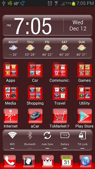 LC Raised Red Theme for Nova/Apex Launcher