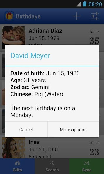 Birthdays: Reminder & calendar