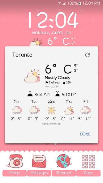 Pink Weather Icons for Chronus