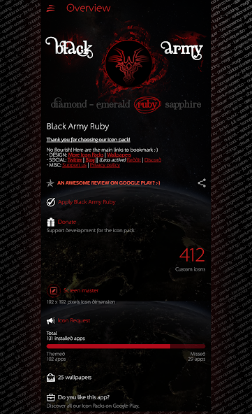 Black Army Ruby - Icon Pack - Fresh dashboard