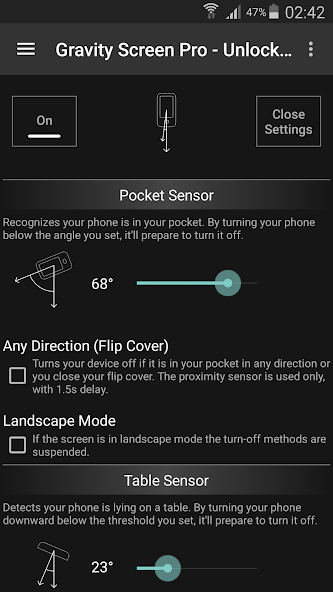 Gravity Screen - On/Off