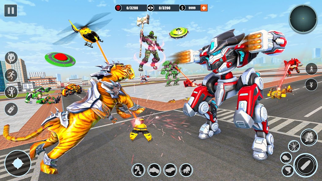 Flying Tiger Robot Car Games 