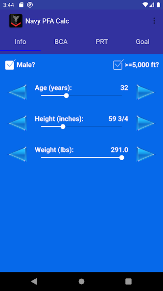 Navy PFA Calc