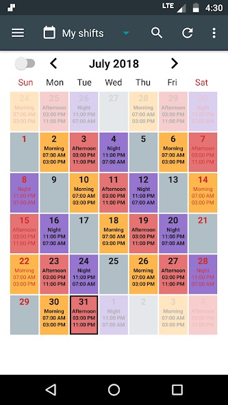 Shift Calendar