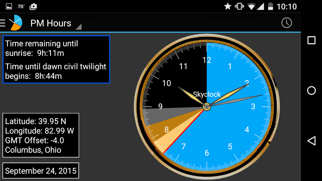 Skyclock - know sunrise/sunset