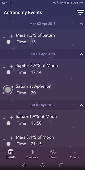 Astronomy Events with Push