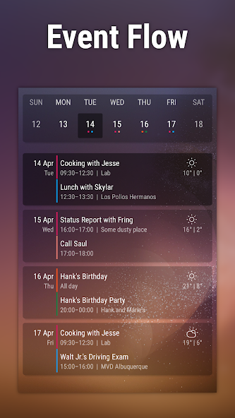 Event Flow Calendar Widget