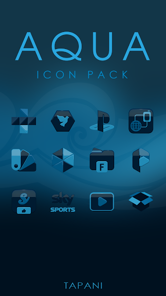 ICON PACK AQUA 3D blue black