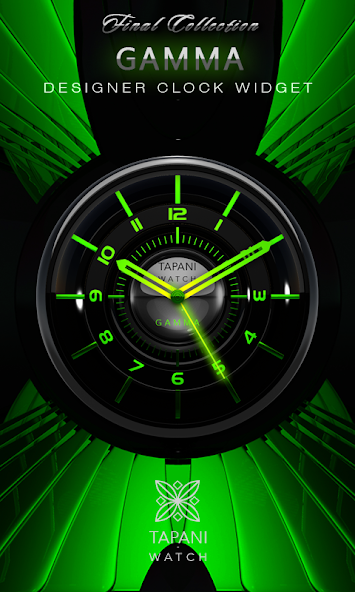 GAMMA Designer Clock Widget black glow green