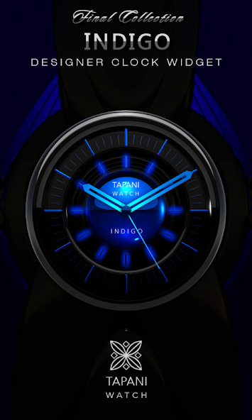 INDIGO Designer Clock Widget black blue glow