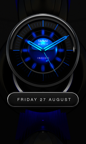 INDIGO Designer Clock Widget black blue glow