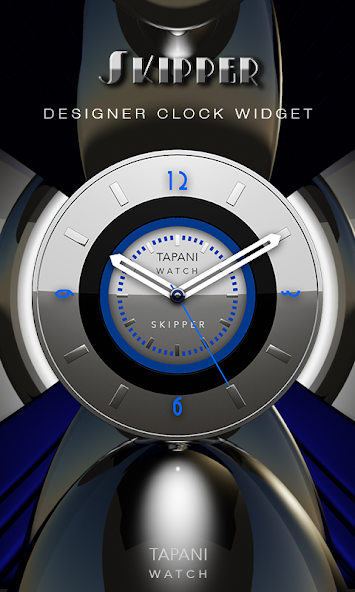 SKIPPER Designer Clock Widget alu blue