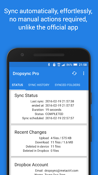 Dropsync: Autosync for Dropbox