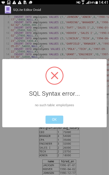 SQLite Editor and Compiler