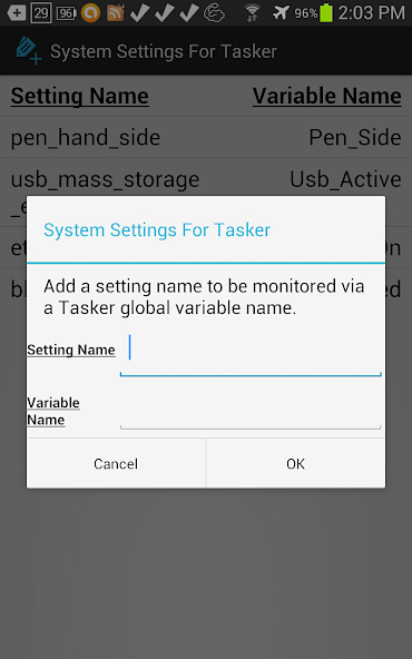 System Settings for Tasker