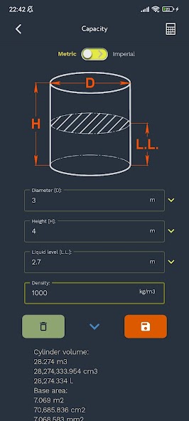 Tank volume