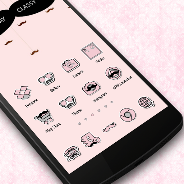 Pink Mustache Theme Icon Pack