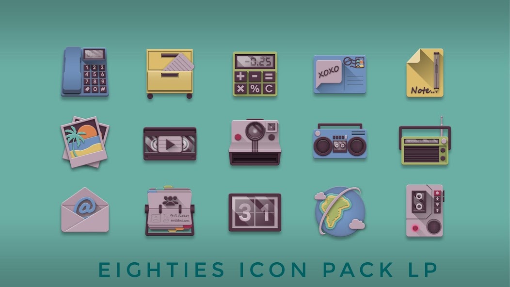 Eighties retro fun icon pack