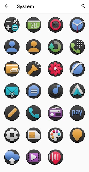 Roundies Ada Black - Black adaptative Icon pack