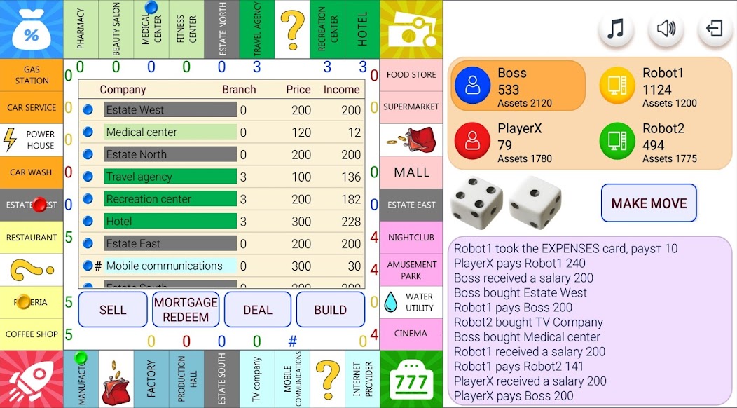 Monopolist Business Dice Board 