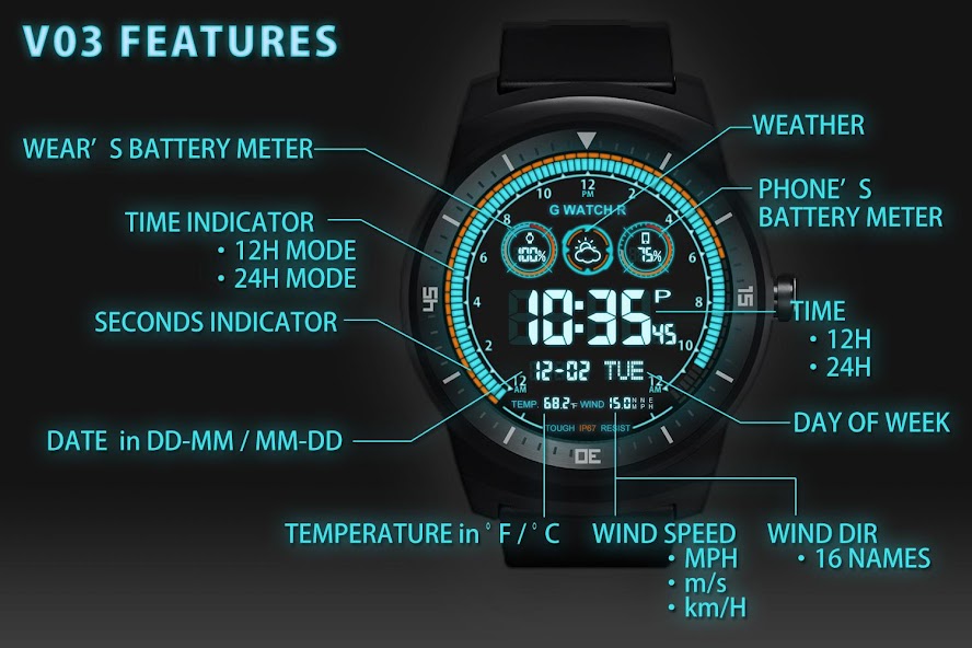 V03 WatchFace for Android Wear