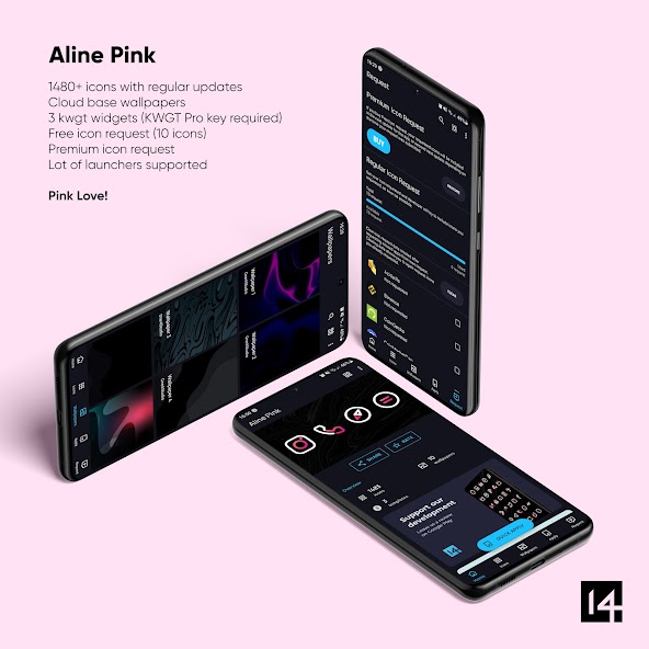 Aline Pink: linear icon pack