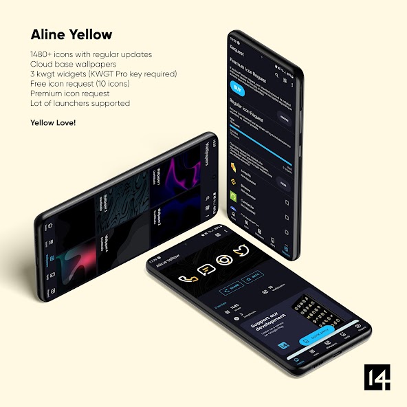 Aline Yellow: linear icon pack